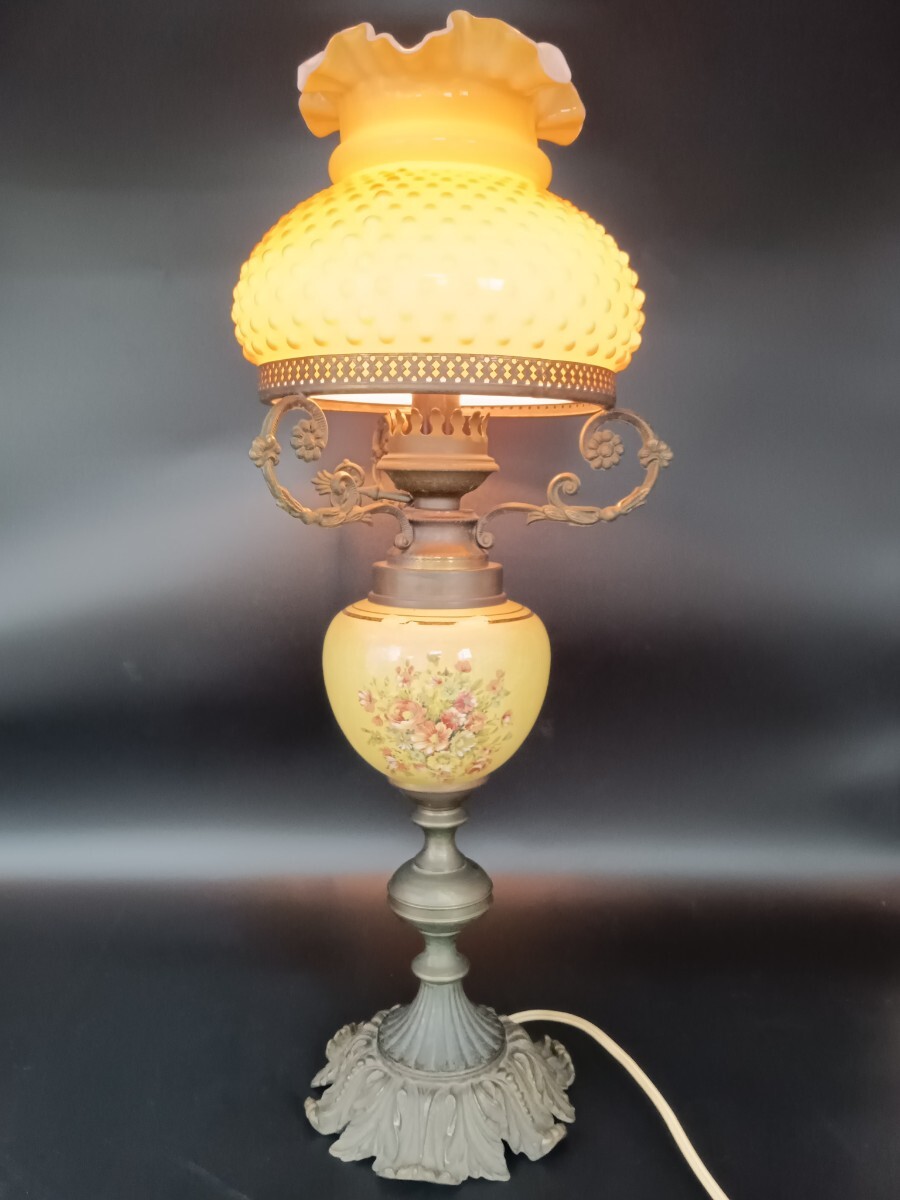 アンティーク ランプ ホブネイルランプ レトロ 照明ライト イエローの画像1
