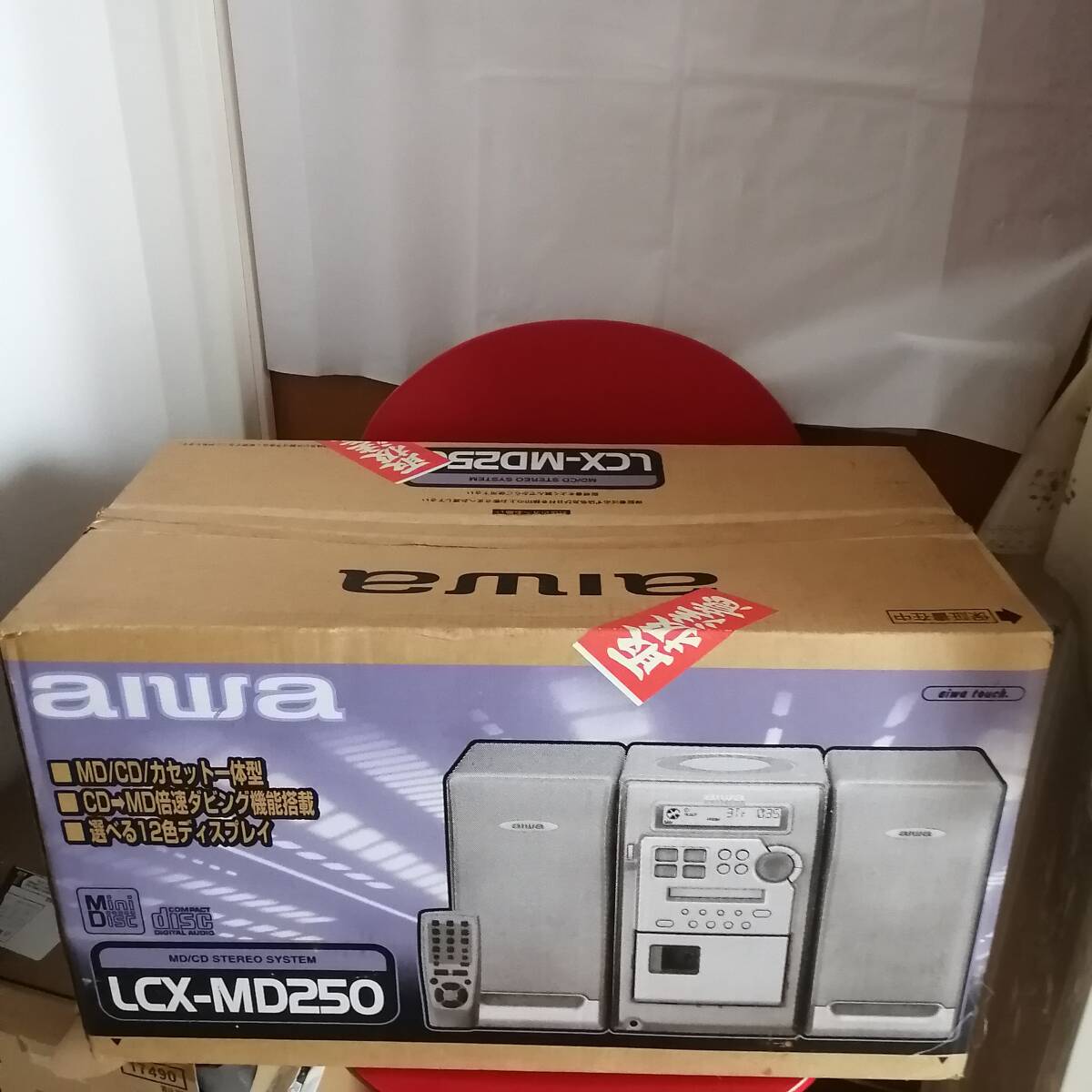 未使用品 AIWA MD/CD STEREO SYSTEM LCX-MD250 MD/CD/カセット一体型 １２色ディスプレイの画像1