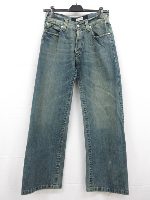 美品 【エンポリオアルマーニ EMPORIO ARMANI】J28 ペイント加工 ワイドデニム ジーンズ(メンズ) size34 インディゴブルー 伊製■28MPA0504_画像1