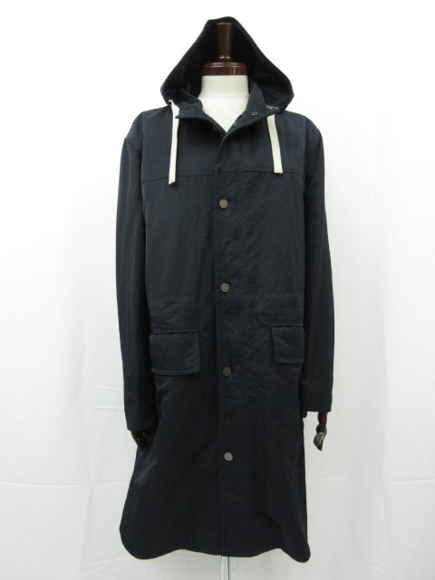 定価137.500円 未使用【SLOWEAR スローウエア】63M041 M9359 820 TEKNOSARTORIAL フード付ナイロンコート(メンズ)44 紺 伊製 ■17SLJ0163■_画像2