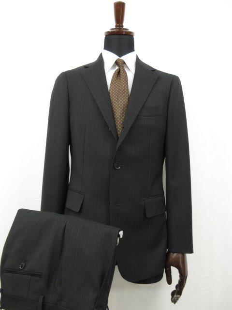 未使用 【スーツカンパニー THE SUIT COMPANY】 3B段返り スーツ (メンズ) 170cm-6Drop チャコールグレー ストライプ織 186174 ■27RMS8498_画像1