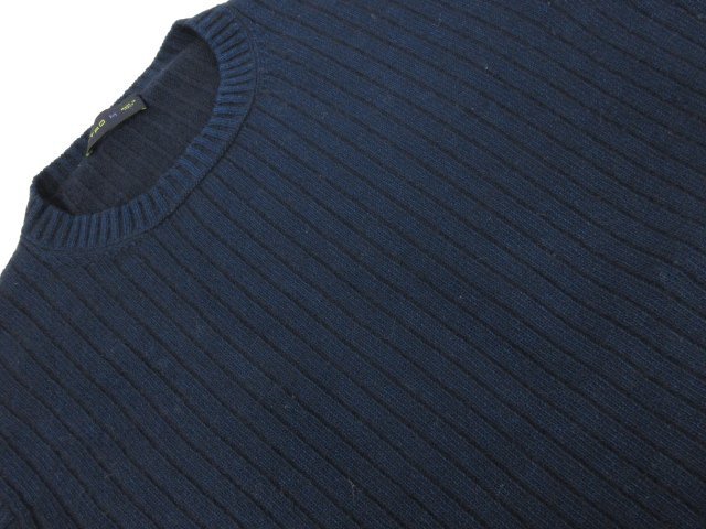  ultimate beautiful goods [ Etro ETRO] cashmere . crew neck ribbed long sleeve knitted ( men's ) sizeM navy series Italy made #31MN4925#