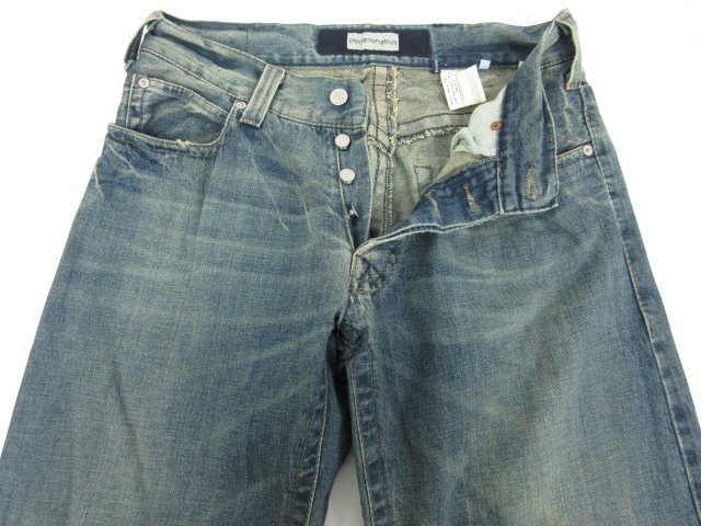 美品 【エンポリオアルマーニ EMPORIO ARMANI】J28 ペイント加工 ワイドデニム ジーンズ(メンズ) size34 インディゴブルー 伊製■28MPA0504_画像7