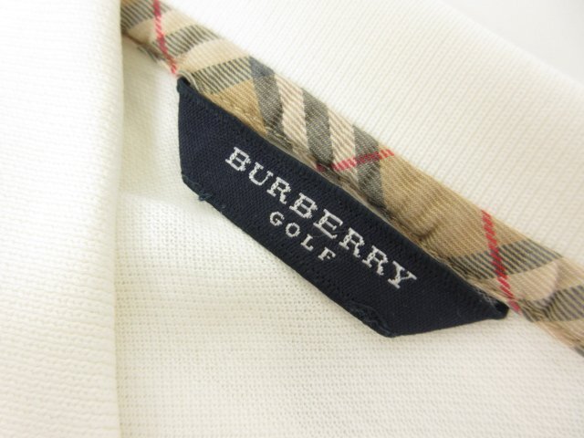  прекрасный товар [BURBERRY GOLF Burberry Golf ] шланг Mark вышивка рубашка-поло с длинным рукавом cut and sewn Golf одежда ( мужской ) "теплый" белый серия #17MT5071#