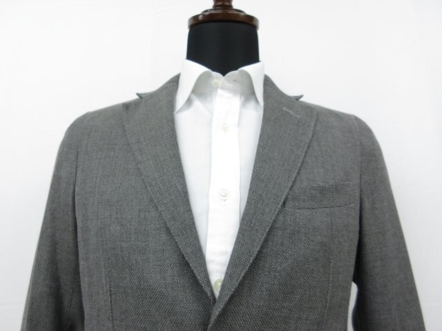 超美品 【ダンヒル dunhill】 BELGRAVIA FIT シングル2ボタン シルク混 アンコンジャケット (メンズ) size44S グレー系 織柄 ■28MJ9088■_画像2