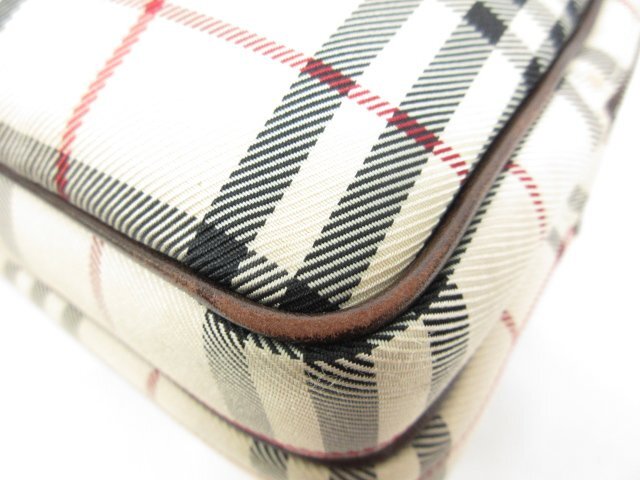 【BURBERRY バーバリー】 BBチェック柄 セカンドバッグ ２ポケット ナイロン×レザー (メンズ) ベージュ系 ■5MG2495■_画像5