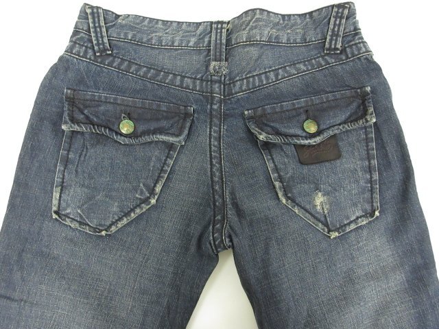 超美品 【スティッチーズ Stitch's】 ダメージ加工 セミフレア デニムパンツ (メンズ) size32 インディゴ系 5ポケット ■28MPA0650■_画像5