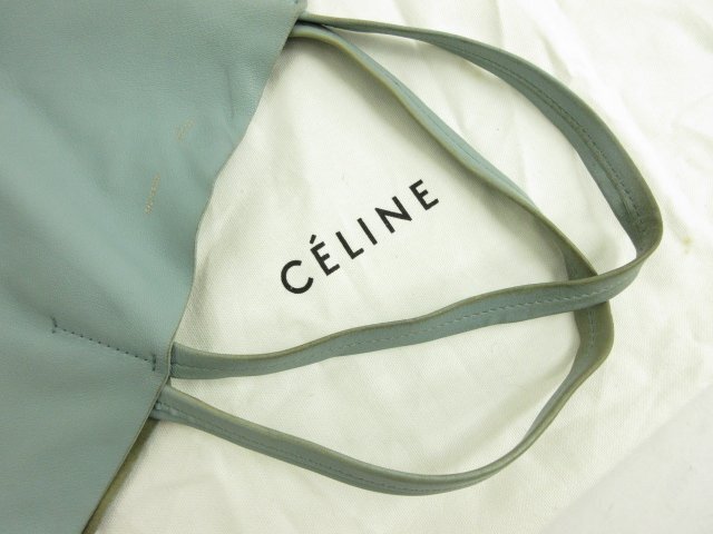 【セリーヌ CELINE】 ホリゾンタルカバ バイカラー レザートートバッグ (レディース) ライトブルー×ブラック ■5LG2827■_画像8