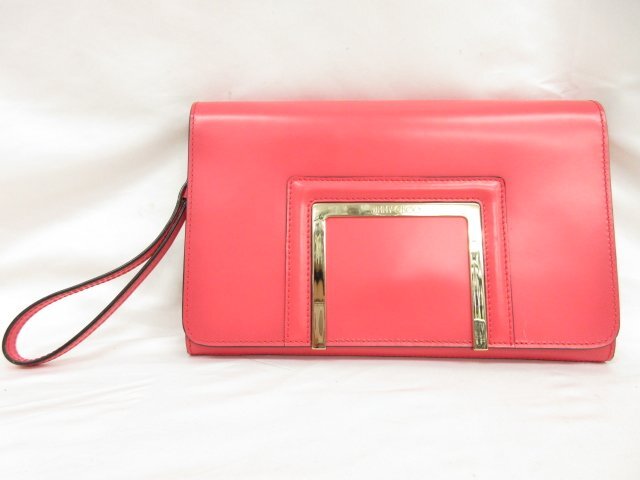 【ジミーチュウ JIMMY CHOO】 ALARA レザー クラッチバッグ (レディース) ピンク系×ゴールド金具 ■5LG2834■