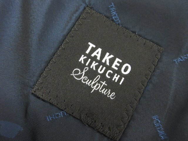 美品 【タケオキクチ TAKEO KIKUCHI】 シングル2ボタン オーダースーツ (メンズ) size46相当 ネイビー系 織柄 ■28RMS8492■_画像9