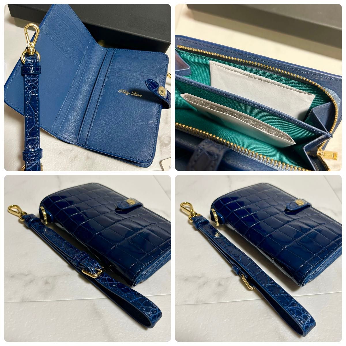 ペレリールッソ Pelley Lusso、シャイニングクロコダイル、極美品、財布 ペレリールッソ Pelley Lusso、シャイニングクロコダイル、極美品、財布