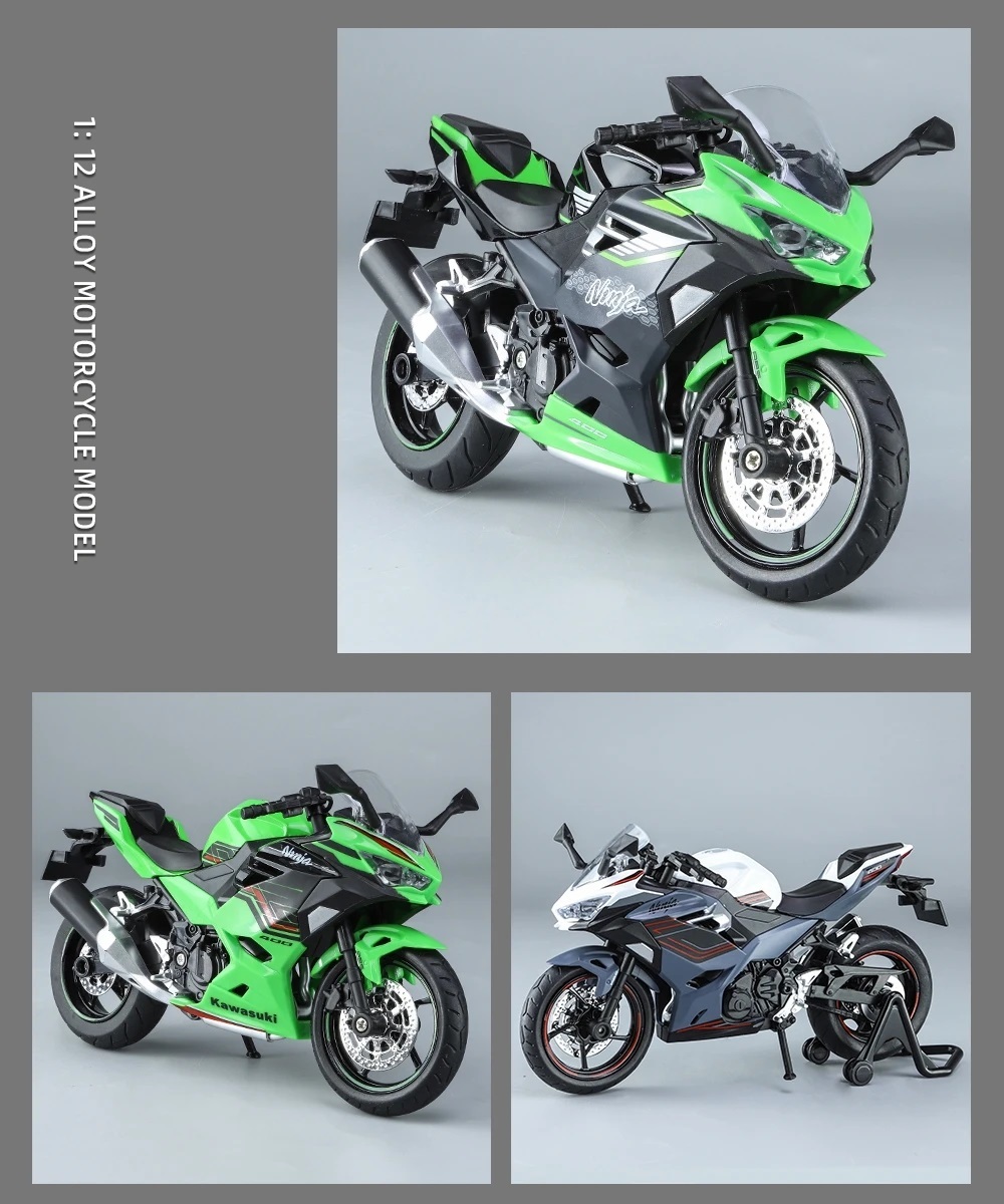 2色選択 ダイキャス ミニカー バイク カワサキ NINJA 忍者 400 合金 完成品 オートバイ 置物 ダイキャスト モデル ライト 1:12 G033_画像3