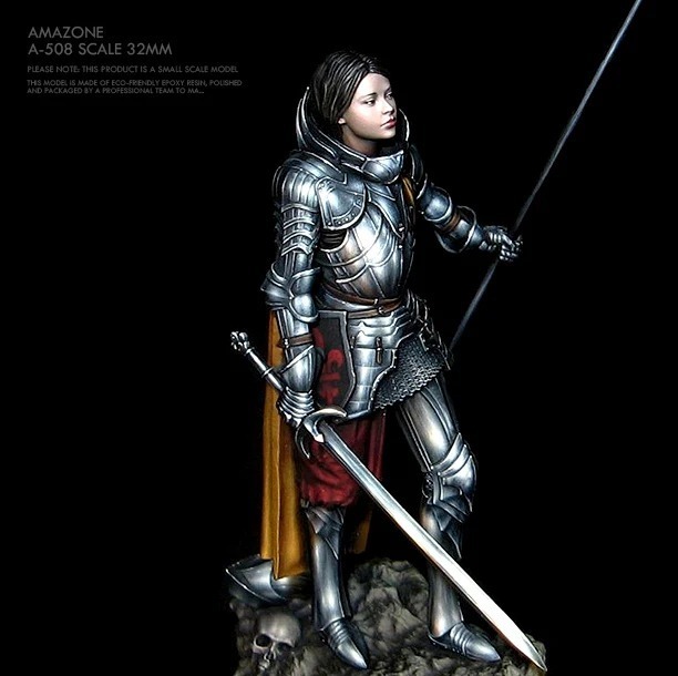 ジャンヌ ダルク 模型 フィギュア 女性戦士 コレクション 模型 女性剣士 樹脂 レジン キット 未塗装 未組立 樹脂 ソルジャー 約32㎜ G991の画像3