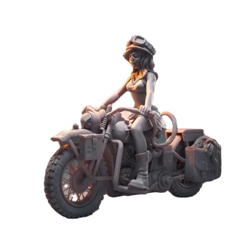 # 1/24 retro bike girl geo llama model kit motorcycle # girl not yet painting unassembly resin figure 1/24 G697