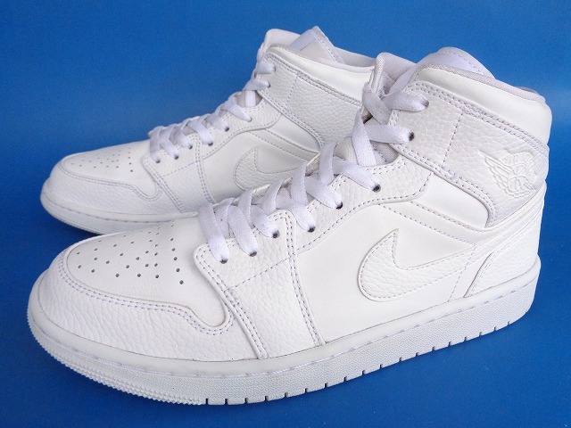 13651■美品 21年製 NIKE AIR JORDAN 1 RETRO MID WHITE ナイキ エア ジョーダン ミッド 白 ホワイト 27 554724-130_画像1