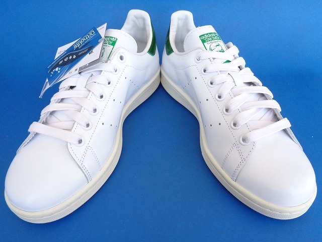 13667■新品 未使用 14年製 adidas stansmith アディダス スタンスミス ガラスレザー 顔つき 白 緑 B24364 24.5 cm_画像4