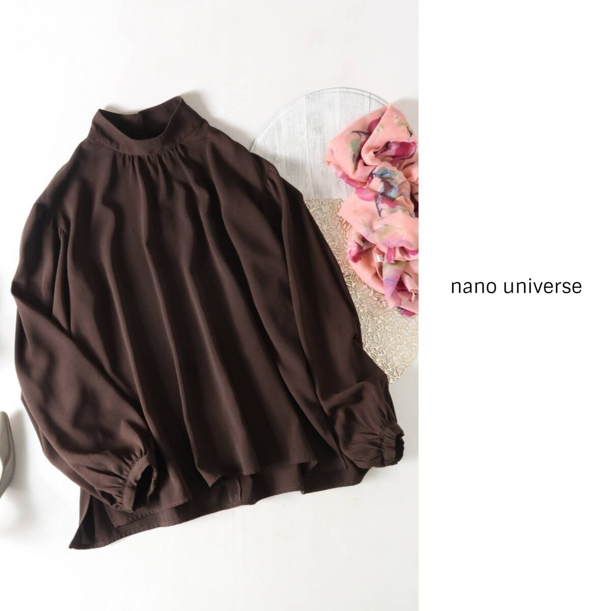 ナノ ユニバース nano universe☆洗える タイカラーブラウス 38サイズ☆C-K 1583の画像1