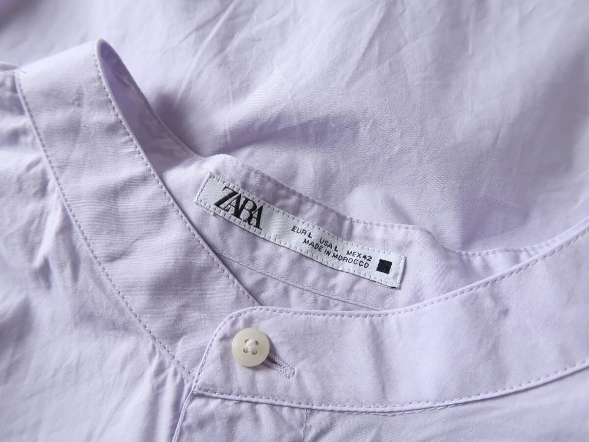 ザラ ZARA☆洗える 綿100％ バンドカラーシャツ Lサイズ☆A-O 1628_画像7