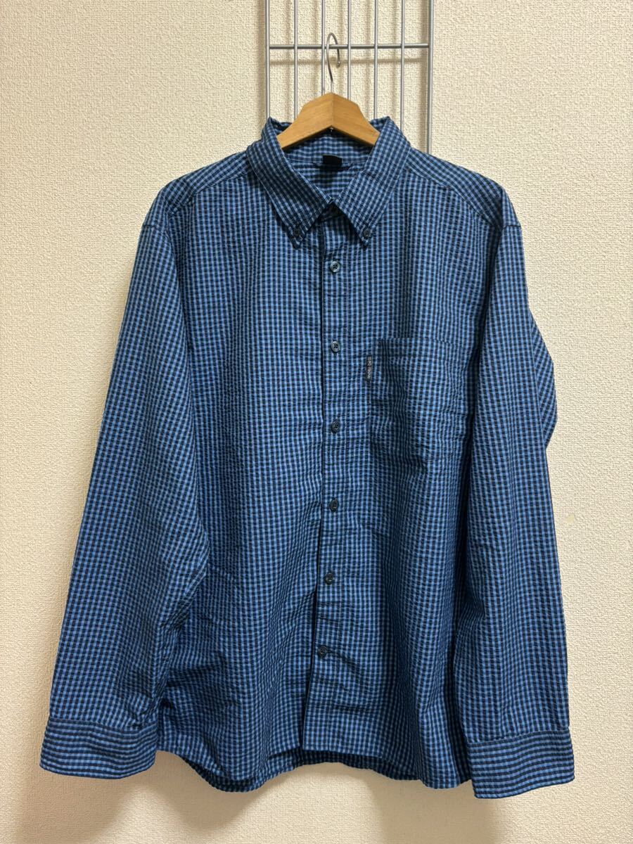 ［mont-bell］モンベル　ギンガムチェック　ブルー系　XL 長袖シャツ　Y2767_画像1