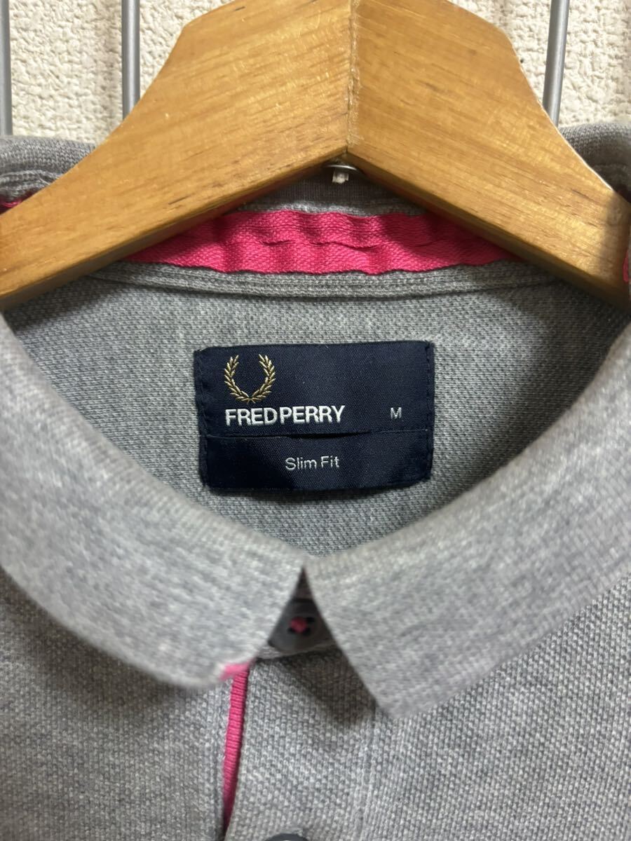 ［FRED PERRY ］フレッドペリー ポロシャツ　半袖　グレー系　M Y2843_画像3