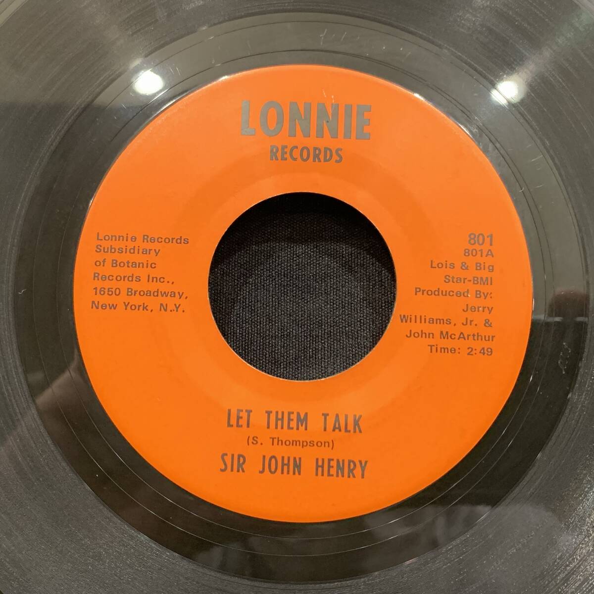 【EP】Sir John Henry - Let Them Talk / Live Everyday For Your Love 1967年USオリジナル Lonnie Records 801の画像1