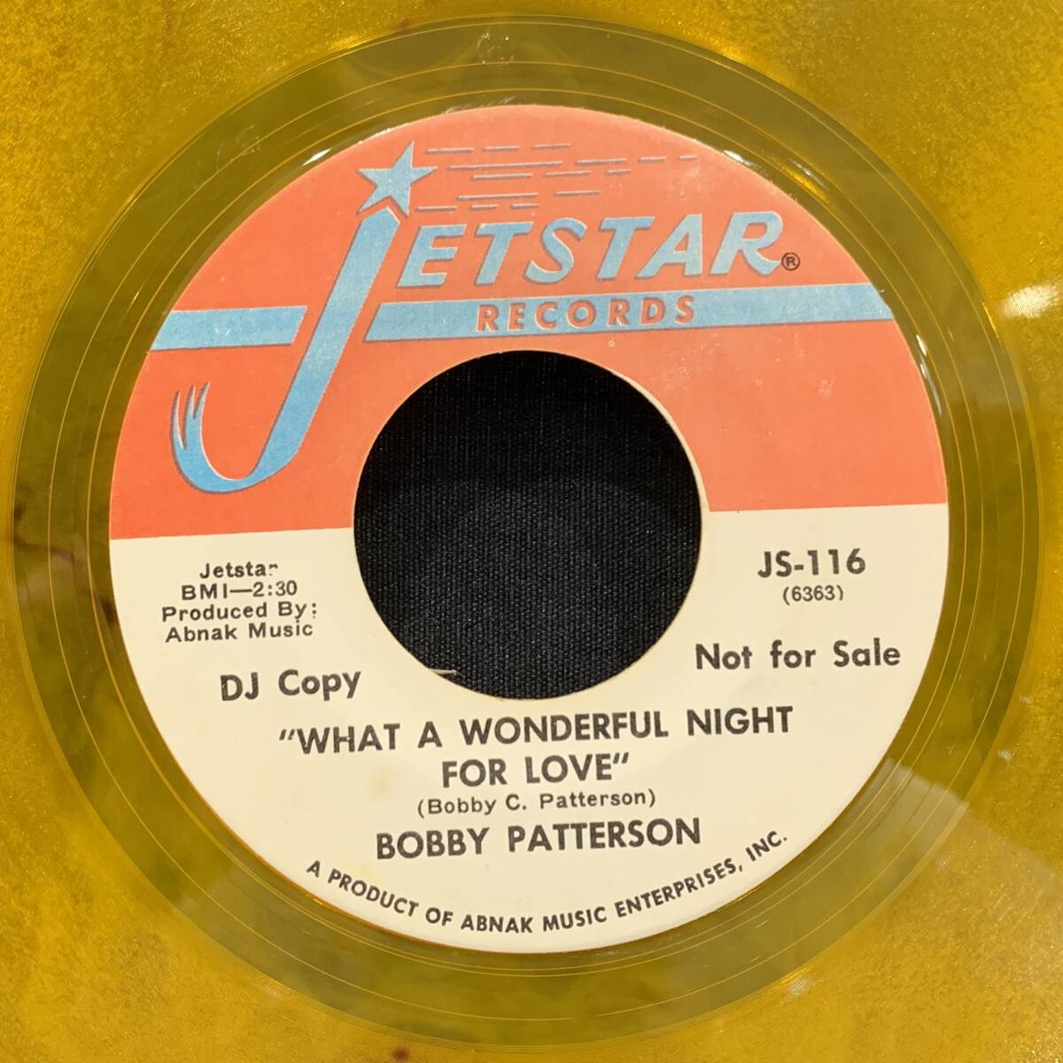 [EP]Bobby Patterson- My Baby\'s Coming Back To Me / What A Wonderful Night For Love 1969 год US оригинал Promo Yellow Vinyl JS-116