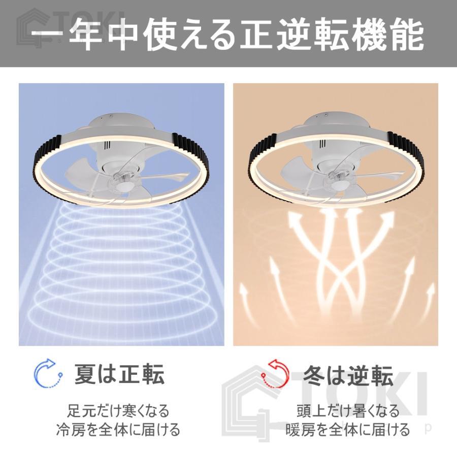 シーリングファンライト シーリングファン led 調光調色 ファン付き照明 照明器具 天井照明 扇風機 サーキュレーター 360°首振り 白の画像3