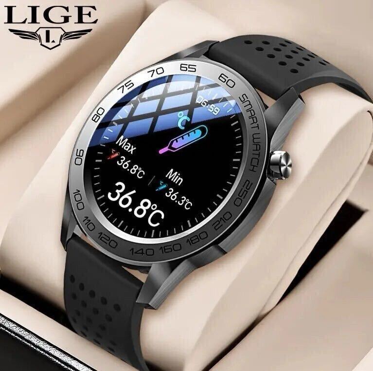 [1 jpy ~ the first period sapo] smart watch action amount total body temperature heart rate meter hemadynamometer sport GPS arrival SNS. number weather .. sleeping waterproof running BK