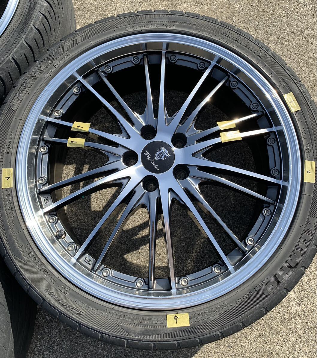 【 アルミホイール タイヤ 4本セット 18インチ 225/40ZR18 5H PCD100 7J Traffic star 中古品 】 ZVW30 30系 プリウス_画像4