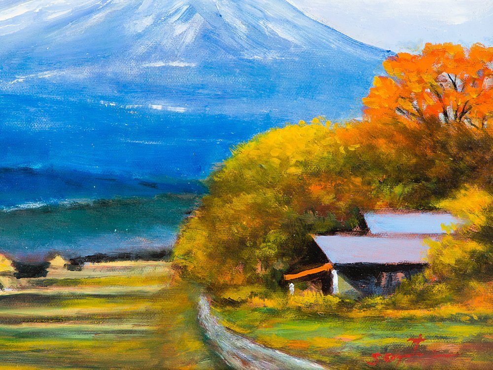 【五】真作 長友静 『岩手山』 油彩 キャンバス 4号 額装の画像4