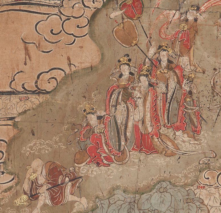 【五】大幅 古仏画 『涅槃図』 紙本 彩色 肉筆 掛軸_画像3