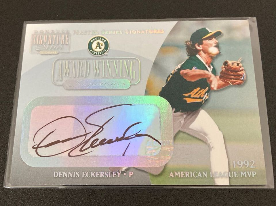 2001 Donruss Dennis Eckersley Auto デニス エカーズリー 直筆サインカード MLB Oakland Athletics MVP オークランドアスレチックス の画像1