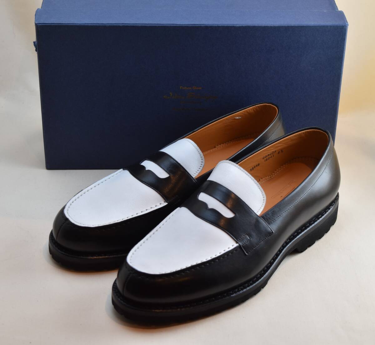 JALAN SRIWIJAYAja Ran abrasion waya French saddle Loafer BLACK CALF/WHITE CALF Vibram sole 98998-5.5 24-24.5cm corresponding unused goods 