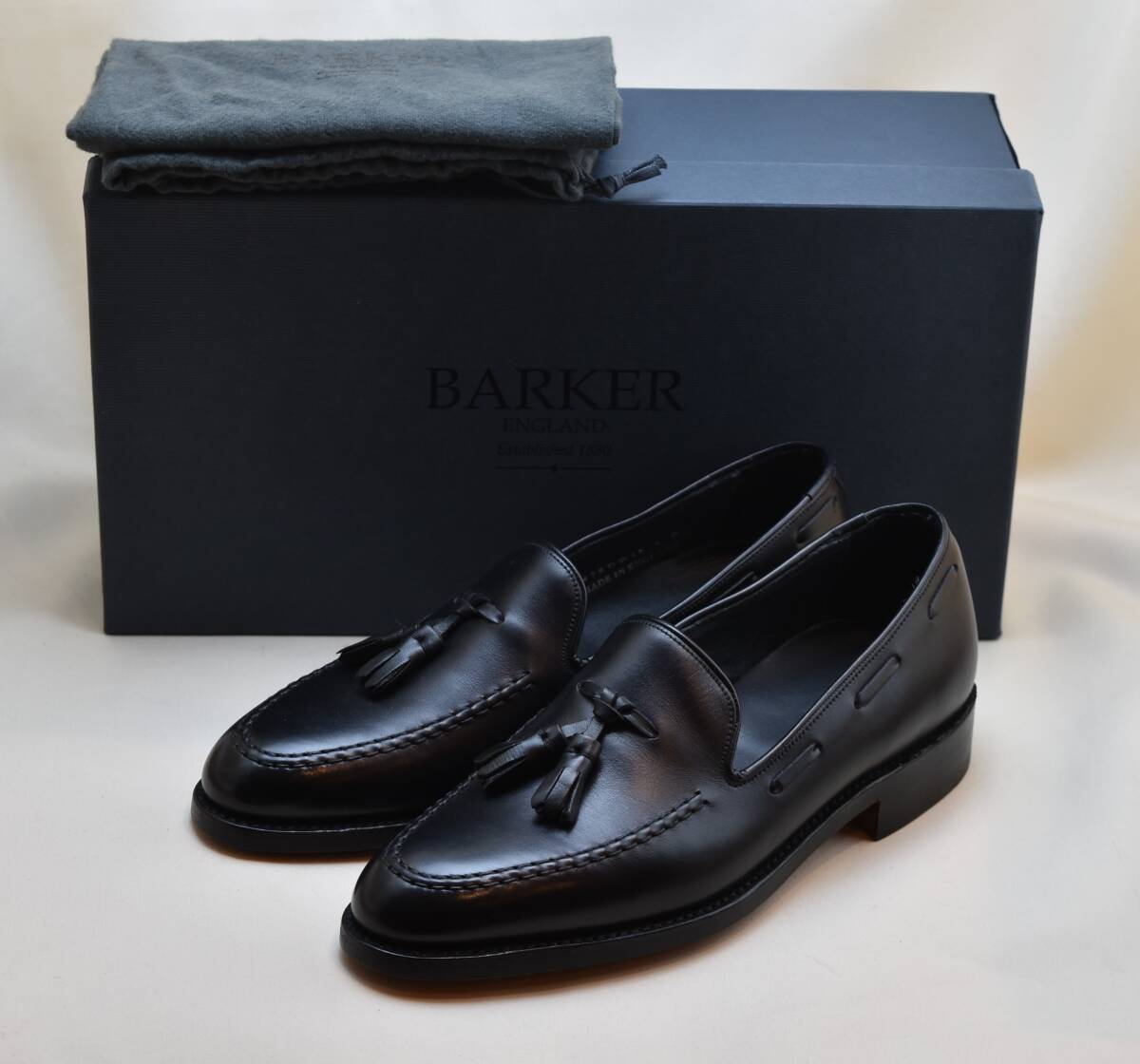 SALE!! BARKER UK5.5 4478DW15 Barker tassel Loafer black car f leather sole 24-24.5cm corresponding unused goods 