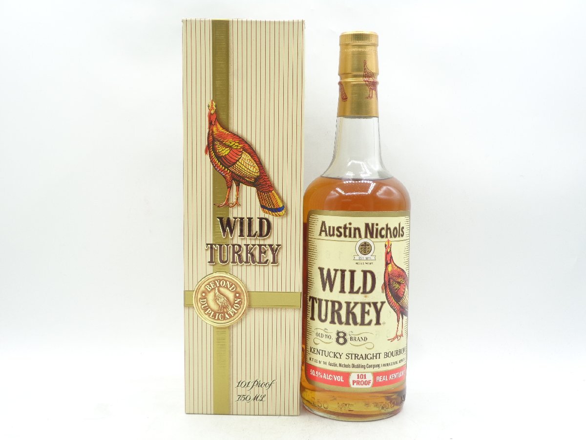 WILD TURKEY 8年 ワイルドターキー 金キャップ バーボン ウイスキー 750ml 50,5% 箱入 未開封 古酒 Q012349_画像1