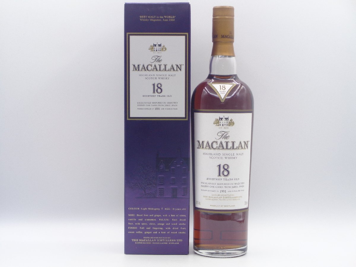 The MACALLAN 18年 ザ マッカラン 1991 シェリーオーク ハイランド シングル モルト スコッチ ウイスキー 箱入 700ml 43% X213944の画像1