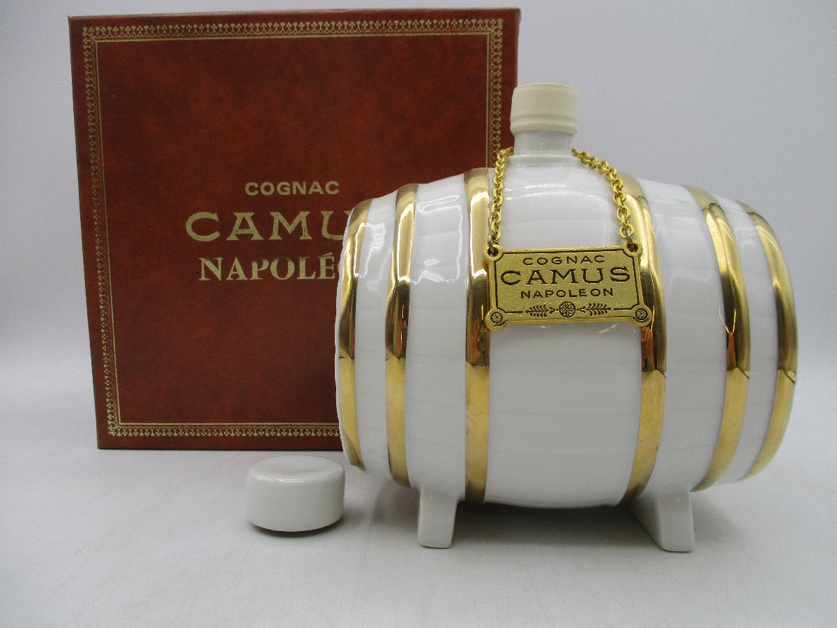 CAMUS NAPOLEONE カミュ ナポレオン 白 樽型ボトル 陶器 ブランデー 箱入 未開封 古酒 X267867_画像1