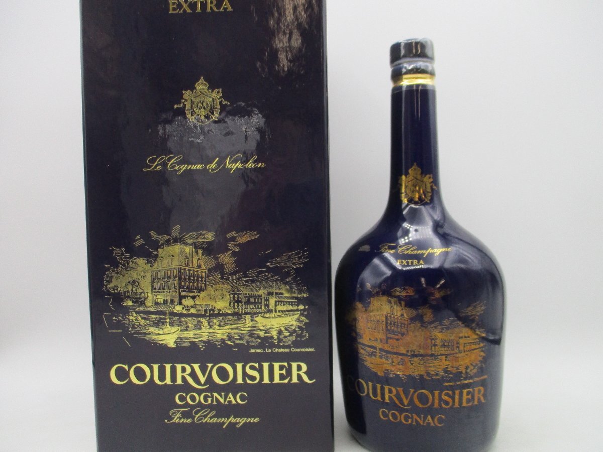 COURVOISIER FINE CHAMPAGNE EXTRA クルボアジェ フィーヌ シャンパーニュ エクストラ コニャック ブランデー 陶器ボトル 箱 未開栓 P32018の画像1