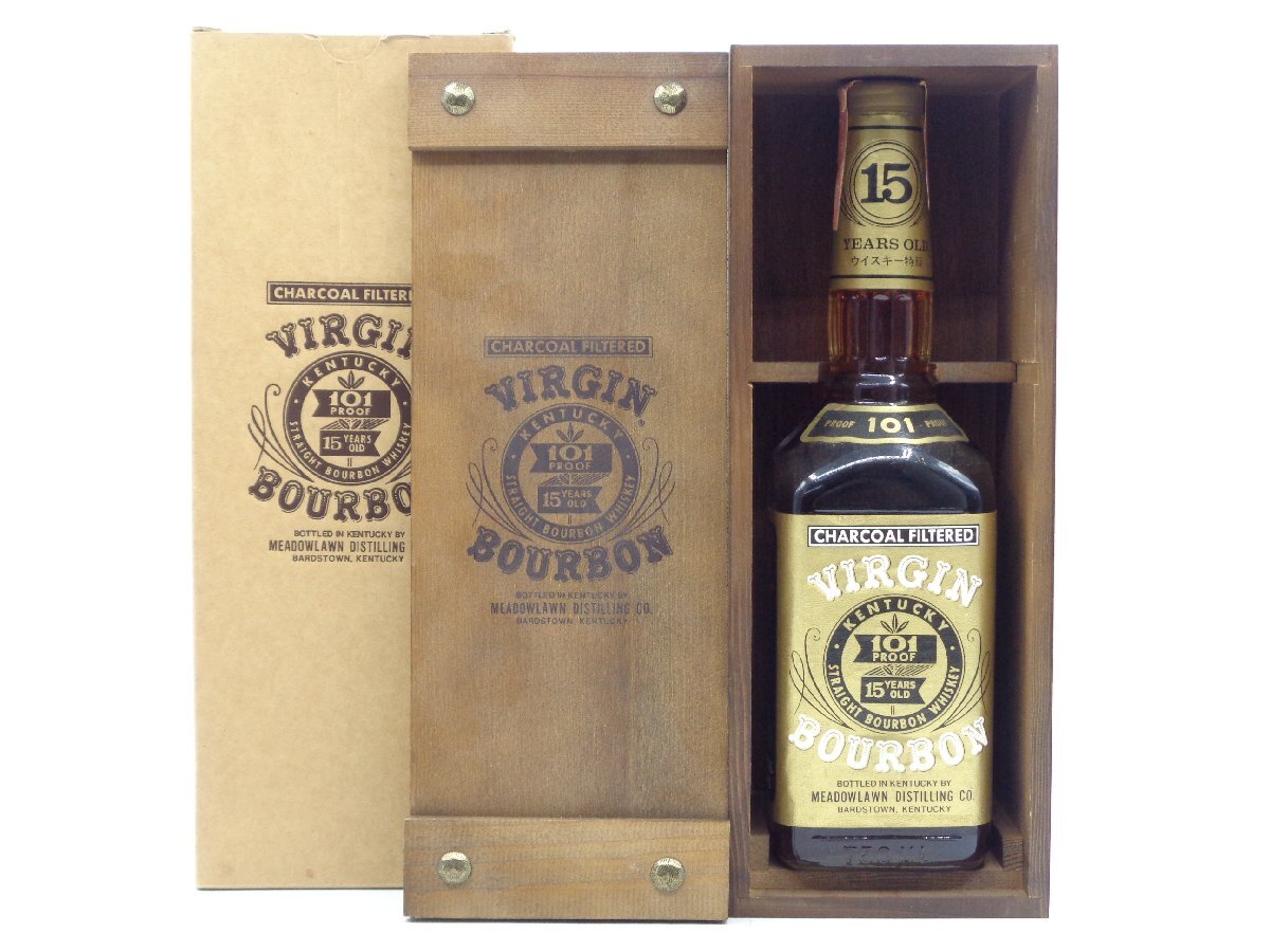 VIRGIN BOURBON 15年 101 ヴァージンバーボン ウイスキー バーボン 箱入 未開封 古酒 750ml 50,5% G25357_画像1