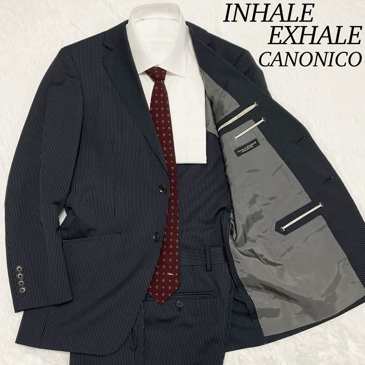 【美品】インヘイルエクスヘイル　カノニコ　CANONICO セットアップ　スーツ　ジャケット　イタリア　ネイビー　M相当　37