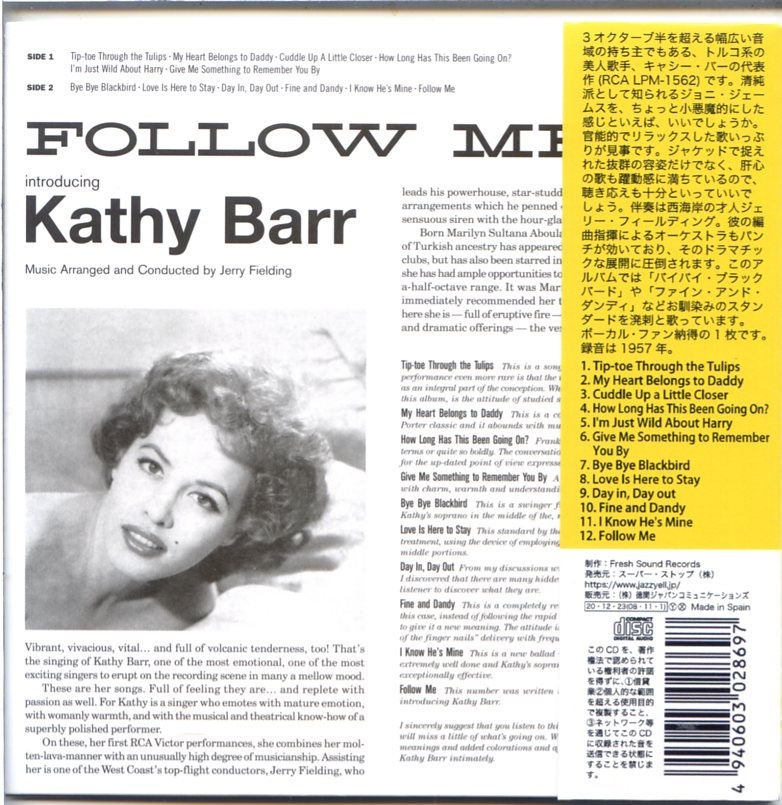 紙ジャケ / Kathy Barr / Follow Me / LP TIME YZMS-3038 / 24 Bit 96 KHz Remastered_画像2
