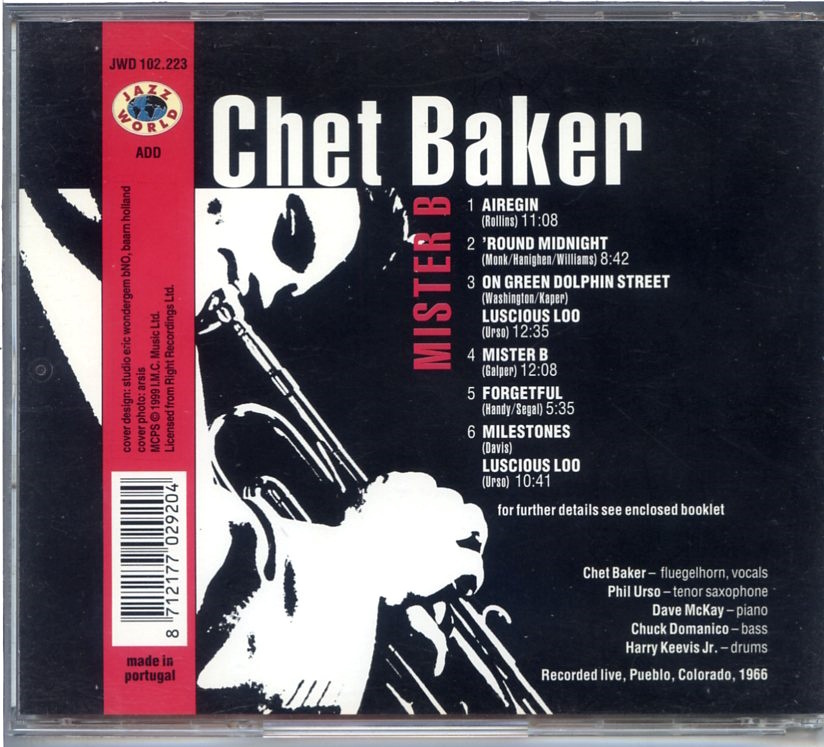 Chet Baker / Mister B. /Chet Baker / Mister B. IMC Music Ltd. - JWD 102.223の画像2