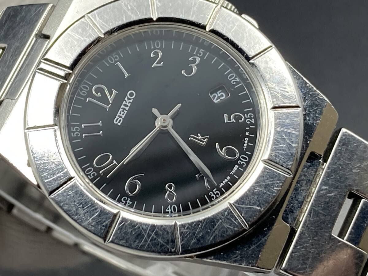 1 иен ~ рабочий товар SEIKO lk| Seiko Lucia 7N82-0620 чёрный циферблат кварц женские наручные часы 
