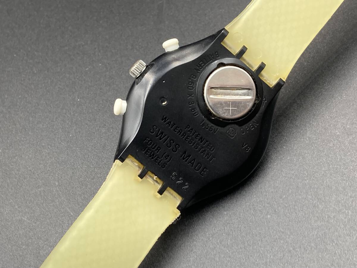 1円〜 動作品 swatch／スウォッチ クロノグラフ 1994 クォーツ メンズ腕時計の画像4