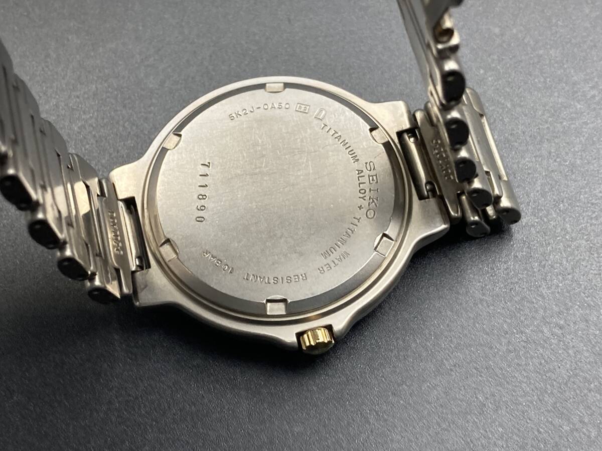 1円〜 動作品 SEIKO SOLAR TITANIUM／セイコー ソーラー チタン 5K2J-0A50 メンズ腕時計 の画像6