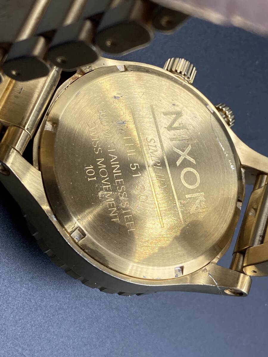 1円〜 動作品 NIXON／ニクソン THE51-30 ゴールドカラー クォーツ メンズ腕時計 の画像7