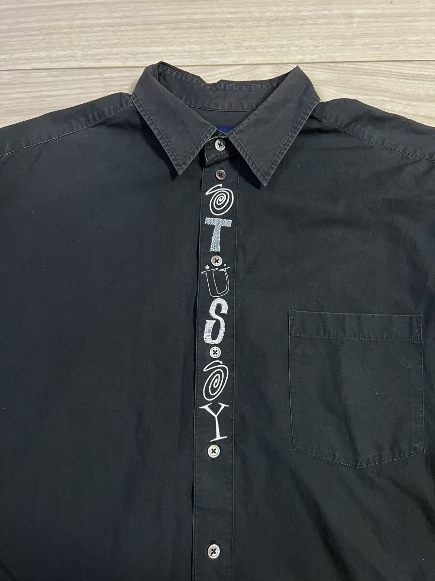激レア スペシャル 90’s OLD STUSSY 紺タグ ステューシー Shawn手書きロゴ シャツ ギャルソンシャツ Tシャツ USA製 80‘s 黒タグ vintageの画像7