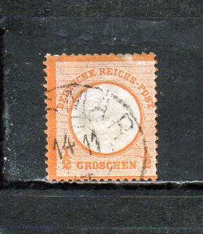 194058 ドイツ帝国 1872年 普通 鷲の紋章 エンボス 小ワッペン 0.5G 鮮やかな黄味オレンジ 使用済