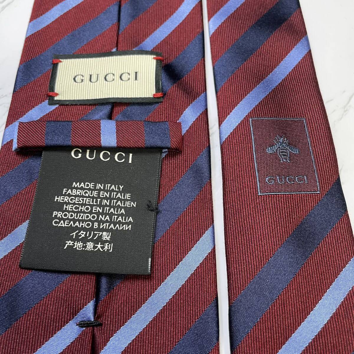 未使用級GUCCI ネクタイ 現行 レジメンタル 8cm 蛇 激レア