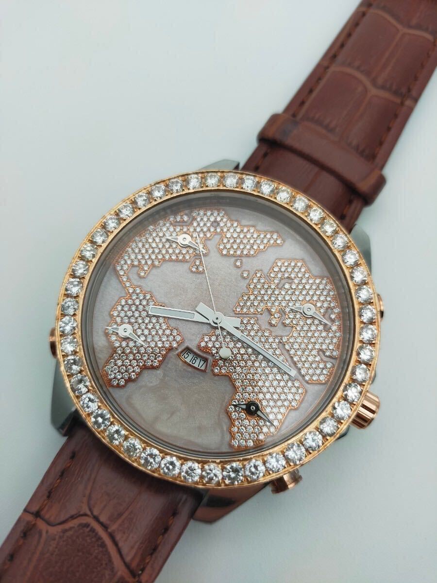 腕時計 ジェイコブ JACOB&CO ファイブタイムゾーン フルダイヤ 18金 18K ベゼル 文字盤 ダイヤモンド ローズゴールド ピンクゴールド 時計の画像5